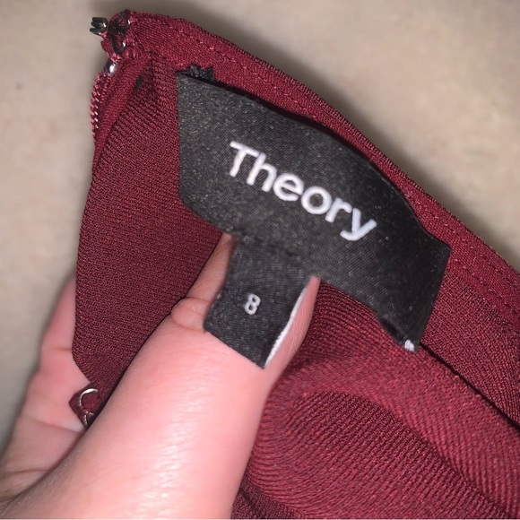 Theory Apalia Admiral Burgundy Red A-Line Crepe Dress Short Sleeve 8 - Picture 4 of 9